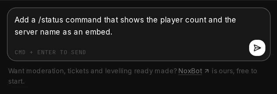 The box under the build log with a change request typed in and the send button.