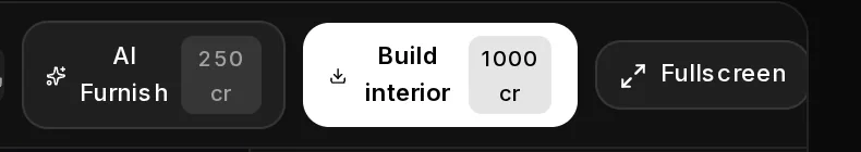 The right end of the builder toolbar on its page: AI Furnish and Build interior with their prices, Fullscreen and Help.