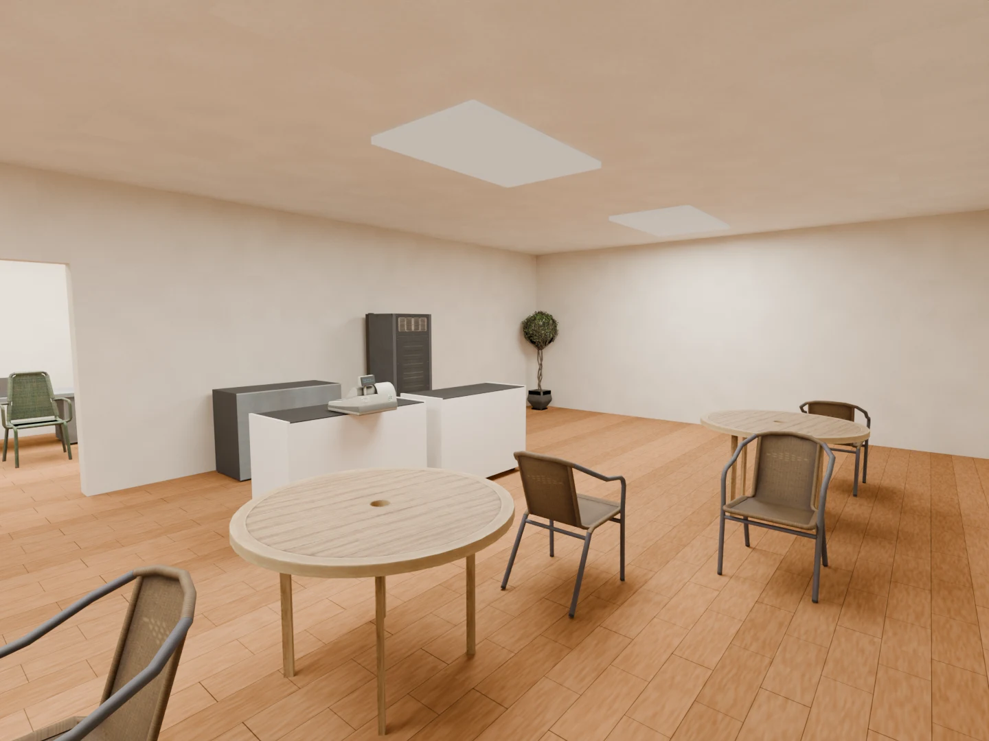 Render 1 of the built Corner Cafe, made while it was built.