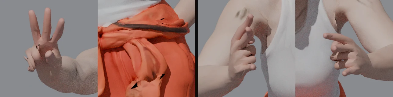 The two hand close-ups of the built ped sws_mechanic: a peace sign and a rock sign.