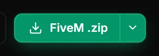 The FiveM .zip download button at the top right of a finished ped.