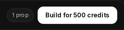 The right end of the Prop Attach top bar: the prop count and the Build for 500 credits button.