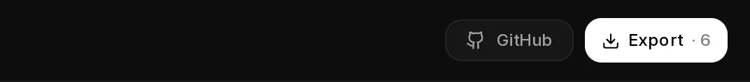 The right end of the project header with the GitHub button and Export, which shows the number of files.