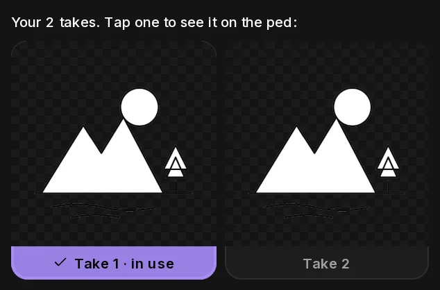 The two takes redrawn from the outline sketch: the shapes inside the black outlines came back filled with white.