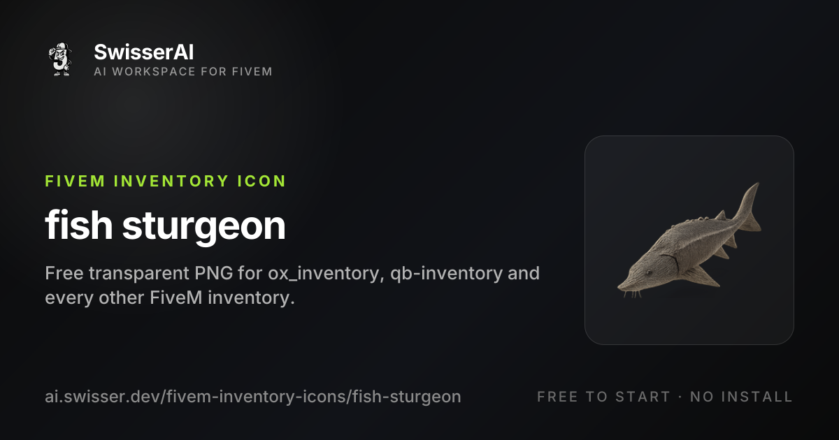 Fish Sturgeon FiveM Inventory Icon, Free PNG | SwisserAI