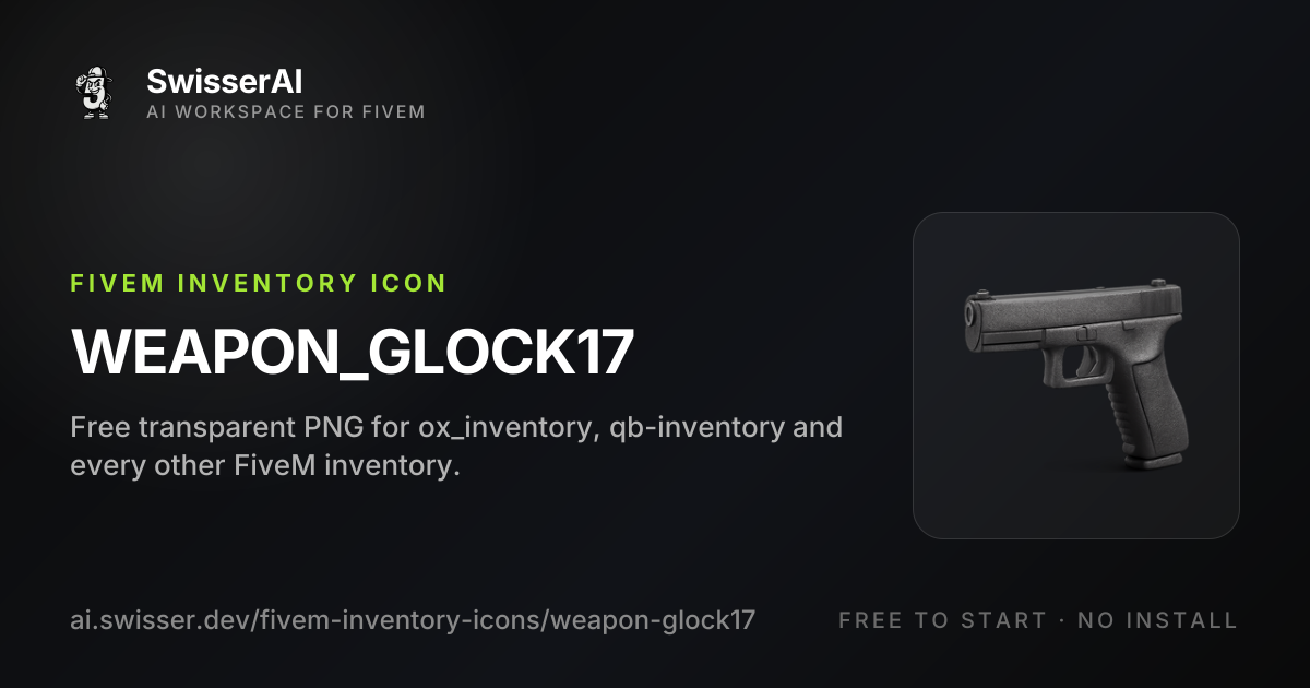 WEAPON_GLOCK17 FiveM Inventory Icon, Free PNG | SwisserAI