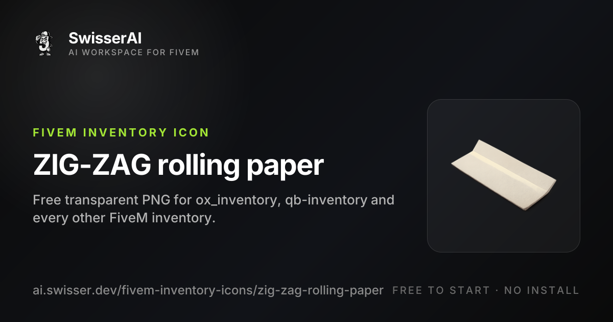 ZIG-ZAG Rolling Paper FiveM Inventory Icon | SwisserAI